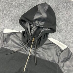 Armani Exchange Hoodie Mens XL Black Gray Fleece Quarter Zip Pullover Mixed